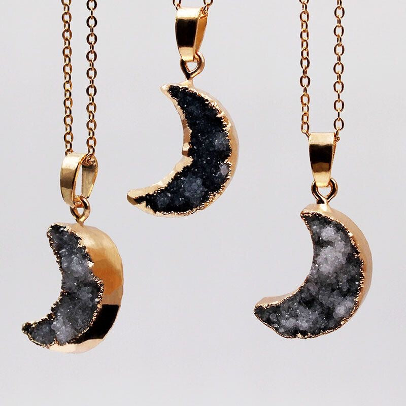 Collar Luna Cósmica – Ágata Druzy Natural | Energía, Protección y Amor Propio
